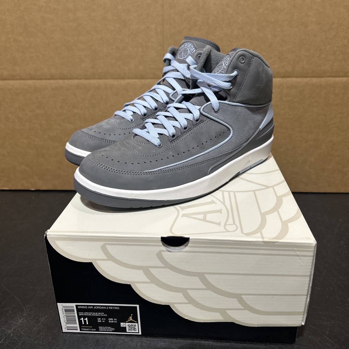 Air Jordan 2 Retro COOL GREY WMNS FB8871-041 SIZE 11 BRAND NEW