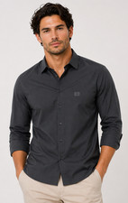 Alfani Men's Shirt New L 16-16.5 34/35 Gray Button Up Collared Regular Fit Solid