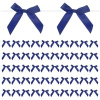 "50Er-Pack Satinband Twist Tie Schleifen 2,4X2,8\" Schleifen Twist Ties Dunkelblau"