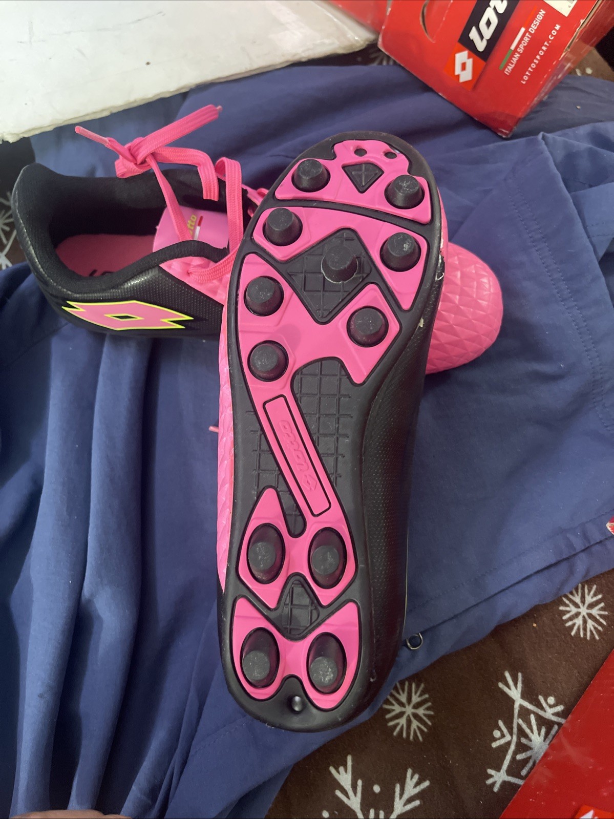 Lotto Tacchetti Calcio Giovanili Forza Elite II Rosa Nero Taglia 5 5 Ragazze Nuovi Con Scatola