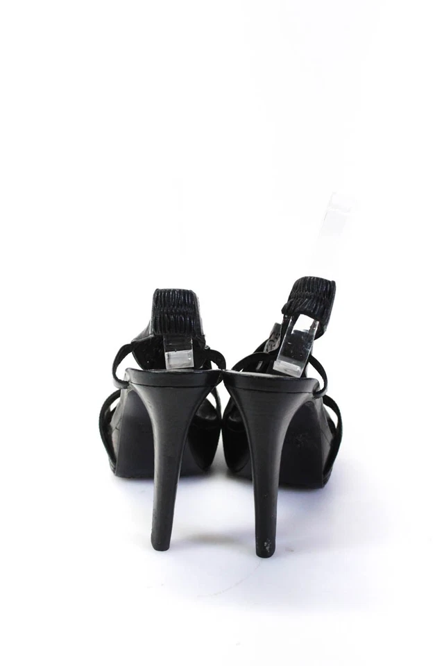 Diane Von Furstenberg Womens Crossed Strap Slingback Block Heels Black Size 8.5 - Image 3 of 4