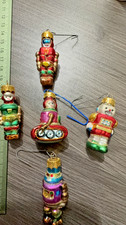 VTG Blown Glass Robot Ornaments Space Age Atomic Robot on Tank Poland lot of 5