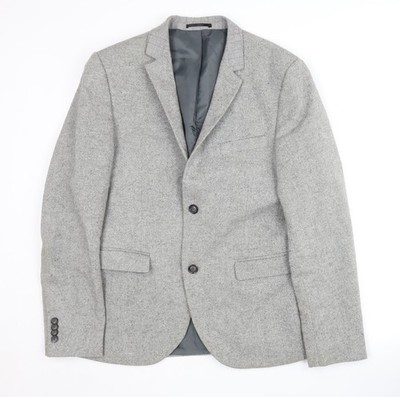Topman Herren Blazer Grau 40 Regular Fit Festlich Sakko