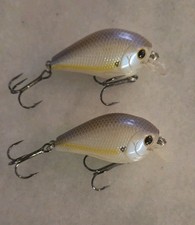 Lot (2) Lucky Craft Fat CB BDS 1 Pro Tune Squarebill Crankbait Chartreuse Shad 