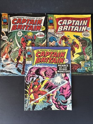 Captain Britain LOT. Issues#34,35,28 Vintage Comics