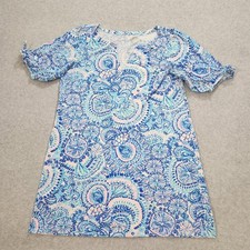 Lilly Pulitzer Dress Womens XXL 2XL Blue Fresh Water Easley Shell T Shirt Cotton