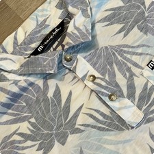 Travis Mathew Mens Short Sleeve Golf Polo Shirt Size L Tropical Leaf Print