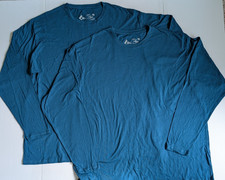 Men's Size 3XL Lot of 2 Crewneck Long Sleeve T Shirt Cotton Blend Teal Blue