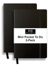 RICCO BELLO 2-Pack Mini Pocket To Do List Notebook, Black, 3.75 x 5.6 In.