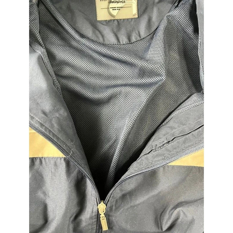 Weatherproof Windbreaker Jacket Large Navy Blue Tan Colorblock Full Zip 90s - Image 4 of 4
