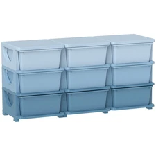 3 Tier Kids Storage Unit Dresser 9 Drawer Chest Toy Box Organizer Plastic Bins