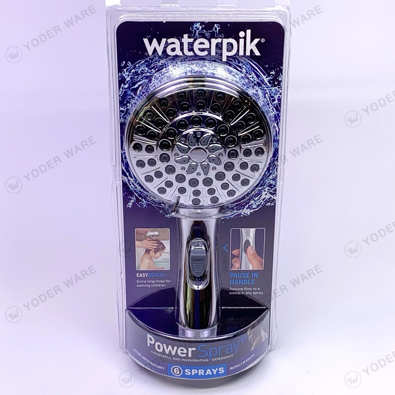 Waterpik Easy Reach+ 6-Spray Wall Mount Shower Head w/ 8ft Hose, 1.8 GPM, Chrome