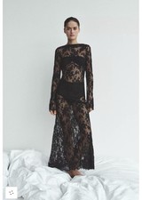 Zara Long Lace Dress With Back Neckline Size M BNWT