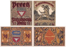Preetz 25-50 Pfennig 2 Pieces Notgeld Set, 1921, Mehl #1071.2, UNC