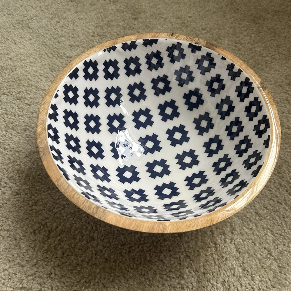 Belk Modern Southern Home Cuenco de madera esmaltado para servir utensilios a juego Foto 2 de 4