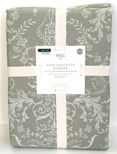 Marks & Spencer King Size Cotton Sateen Bedding Set Reversible Damask Green Mix