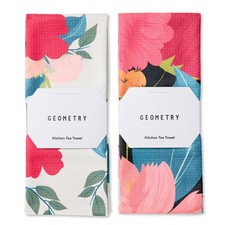 Quick Dry Microfiber Kitchen Tea Towels - 2-Pack, 18" x 30", Floral Design