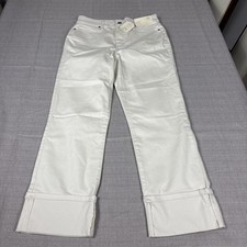 ST. JOHN Jeans Pants 8 Ivory White High Rise Straight Easy Fit Hip Thigh NWT