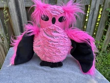 One Of A Kind Stunning Weighted Huge Pink And Black Owl Plush Artist Made