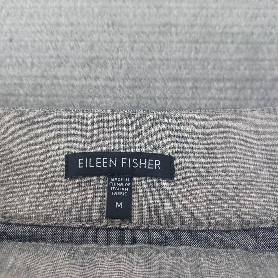 Eileen Fisher Skirt Women M Gray Metallic Midi Lagenlook Linen Bubble Modest - Image 3 of 4