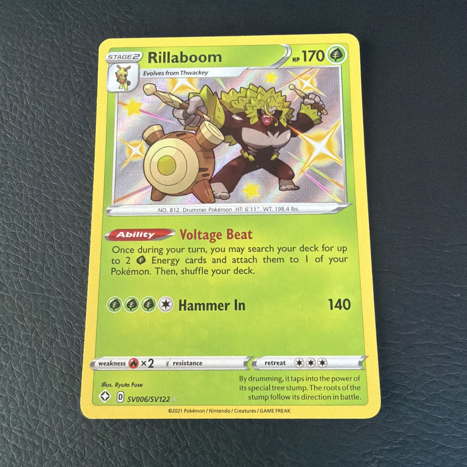 Pokemon TCG SWSH Shining Fates Rillaboom SV006/SV122 Shiny Vault Secret Rare NM