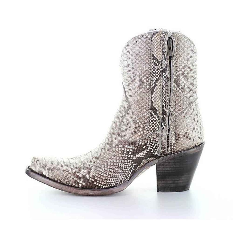 Corral White Genuine Python Snake Ankle Boot with Side Zipper (US Women ...