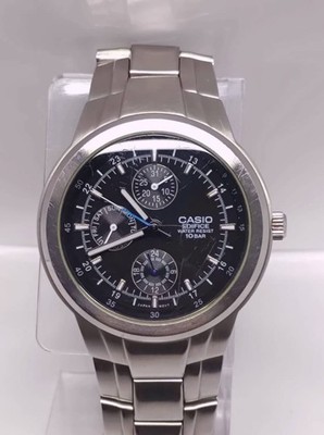 CASIO EDIFICE Herren Quarzuhr 10BAR Day-Date Edelstahl aus Japan