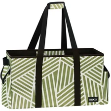 Utility Tote Bag Standing Extra Large Hard Bottom Reusable Grocery Pockets
