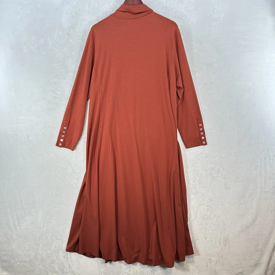 Soft Surroundings Dress Womens 3X Jackie Terracotta Maxi Turtleneck Knit Modest - Image 3 of 4