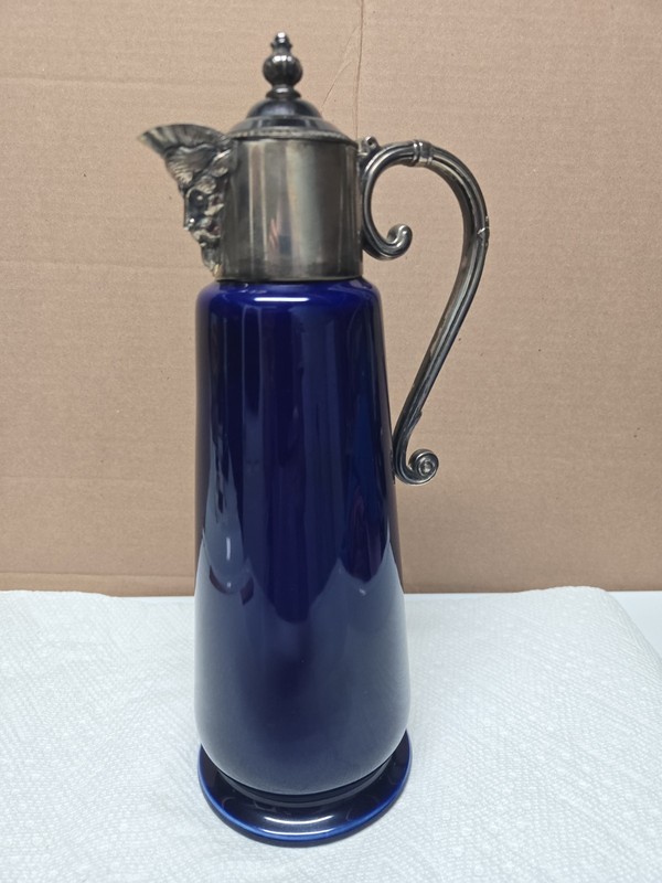 Vintage WADE Falstaff Head Handled Claret Jug Pitcher Silver Plated