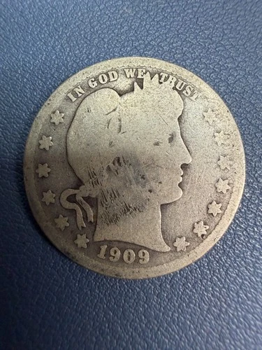 UNITED STATES 1909 - NO MINT MARK BARBER QUARTER VG OR BETTER CONDITION*