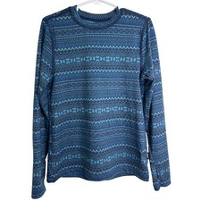 REI kids lightweight base layer underwear crew shirt top tidal geo blue crest