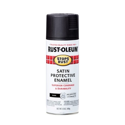 Rust-Oleum 7777830 Stops Rust Spray Paint, 12 Ounce (Pack of 1), Satin Black 