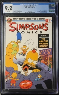  Simpsons Comics #1 CGC 9.2 Bongo Comics 1993 with Pull-out Poster Flip Book