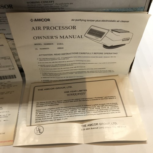 Amcor Air Processor Model 2135-L Complete With Original Box, Owners Manual Vtg - Picture 5 of 10