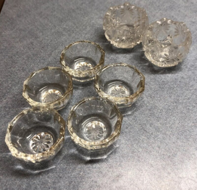 Vintage Lot of 7 Glass and Cut Crystal Salt Cellars 5 of one & 2 of another