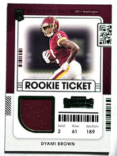 ROOKIE CARD DYAMI BROWN Commanders 2021 Contenders GREEN FOIL JERSEY RELIC Card
