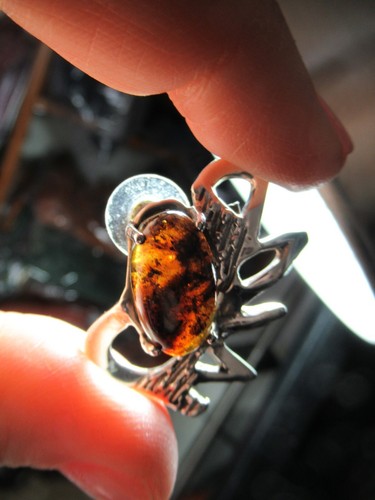 TAXCO MEXICO OSCAR ESCORCIA SIGNED 950 STERLING SILVER DESIGNER EARRINGS; AMBER - Picture 13 of 24