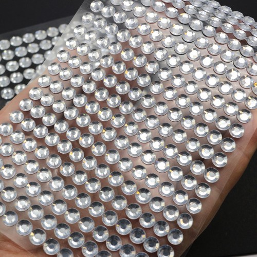 6 Sheets of 645pcs Clear 5mm Bling Round Rhinestones Gems Self-Adhesive Stickers