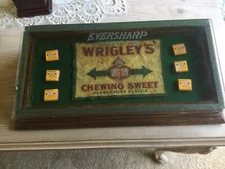 RARE Antique "Eversharp Pencil" oak display with Weigleys gum