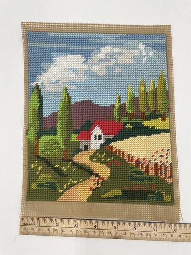 Completed Needlepoint Canvas Sampler Picture Italy Tuscany France Country ArtSew - Picture 4 of 5