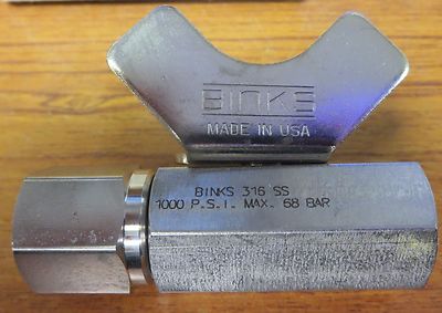 Binks 316 SS Lockable Open/Close In Line Valve 3/8'' NPT 1000 PSI 68 Bar