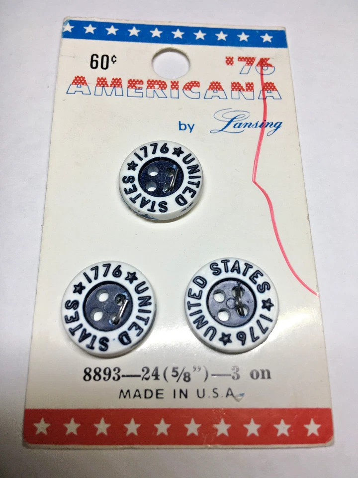 Vintage 1776 United States USA Buttons on Card Americana 5/8" lansing RARE - Image 2 of 4