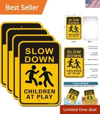 High-Visibility Slow Down Signs for Kids at Play - Rust-Free 4-Pack, 12x18in