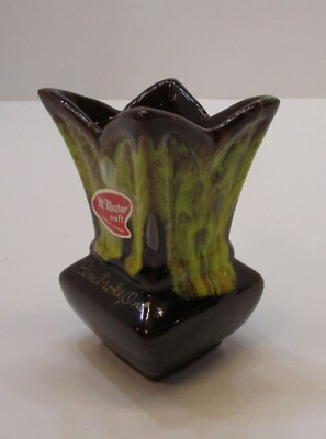 Pembroke Ontario Canada Vintage McMaster Pottery Brown Green 4'' Vase FREE S/H