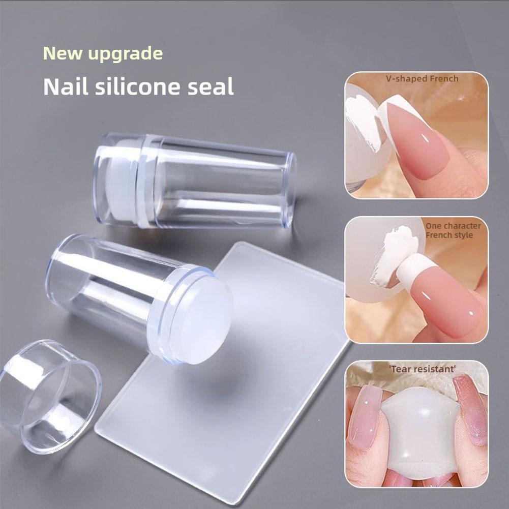Clear Jelly Silicone Nail Art Stamping Tool Plate Stamper French Manicure Stamp√