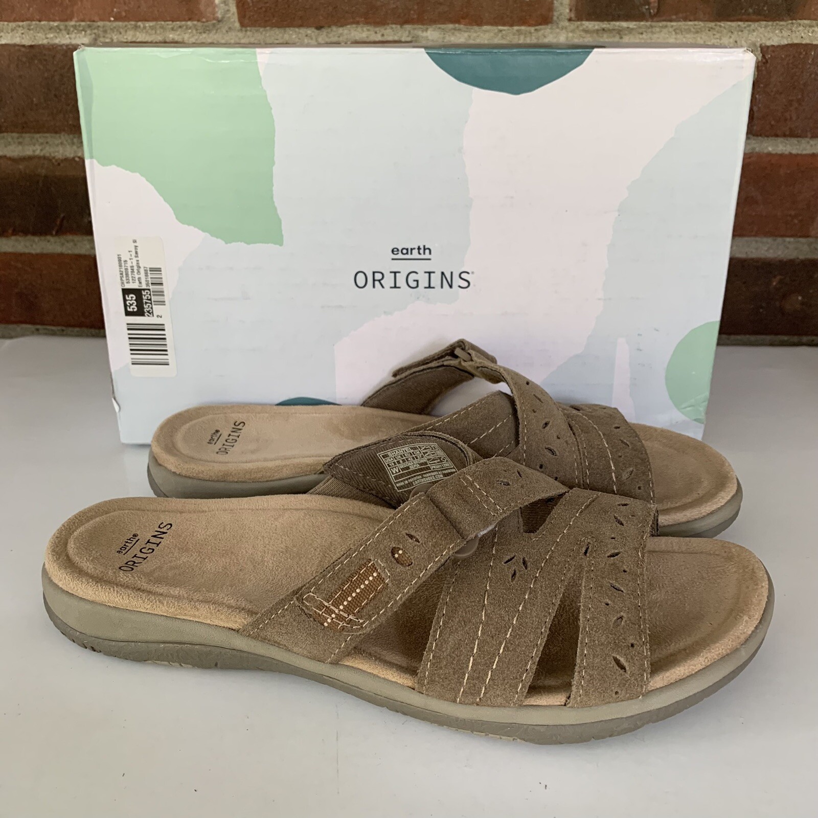Earth Origins Womens Savoy Shantel Taupe Suede Slide Sandals US 10 W Wide |  eBay