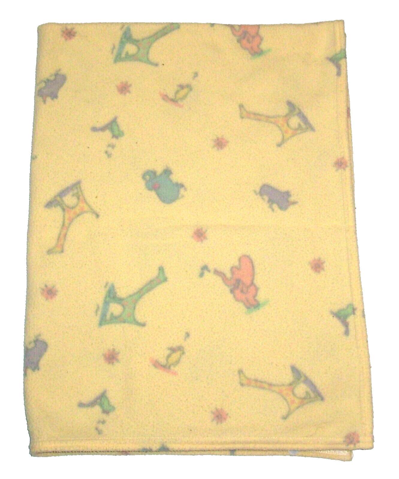 Mount Vernon Mills Yellow Fleece Carters John Lennon Print Baby Blanket Animals