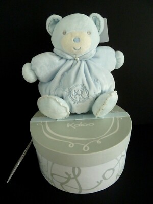 DOUDOU PELUCHE BOULE KALOO OURS PERLE BLEU GRIS K BRANCHE 18cm
