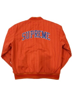 supreme Pinstripe Varsity Jacket サイズL Supreme Pinstripe Varsity Jacket Orange L Size 19SS USED | eBay